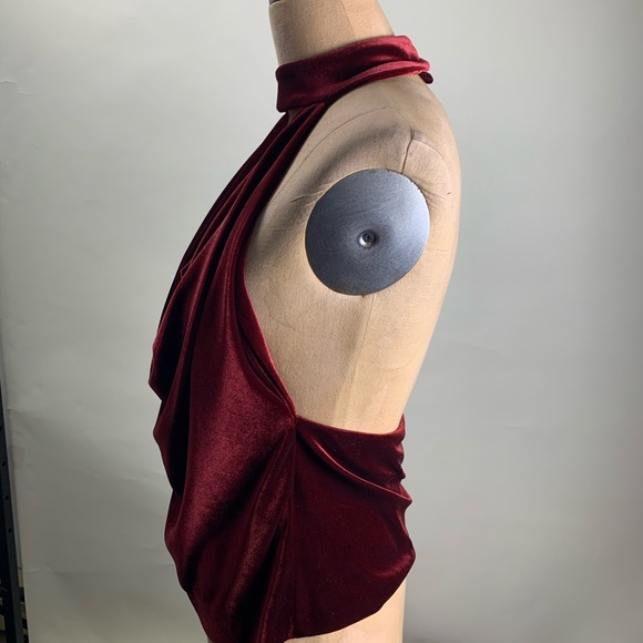 NWT ASOS red velvet halter top - Picture 2 of 4